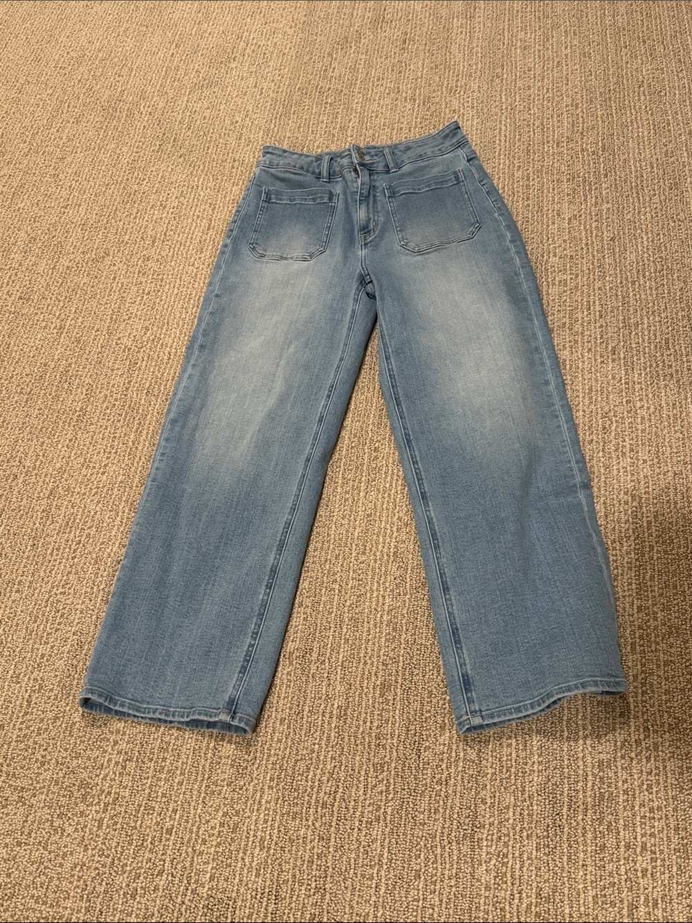 Quince Bella Stretch Patch Pocket Light Blue Wide-Leg Women's Jeans